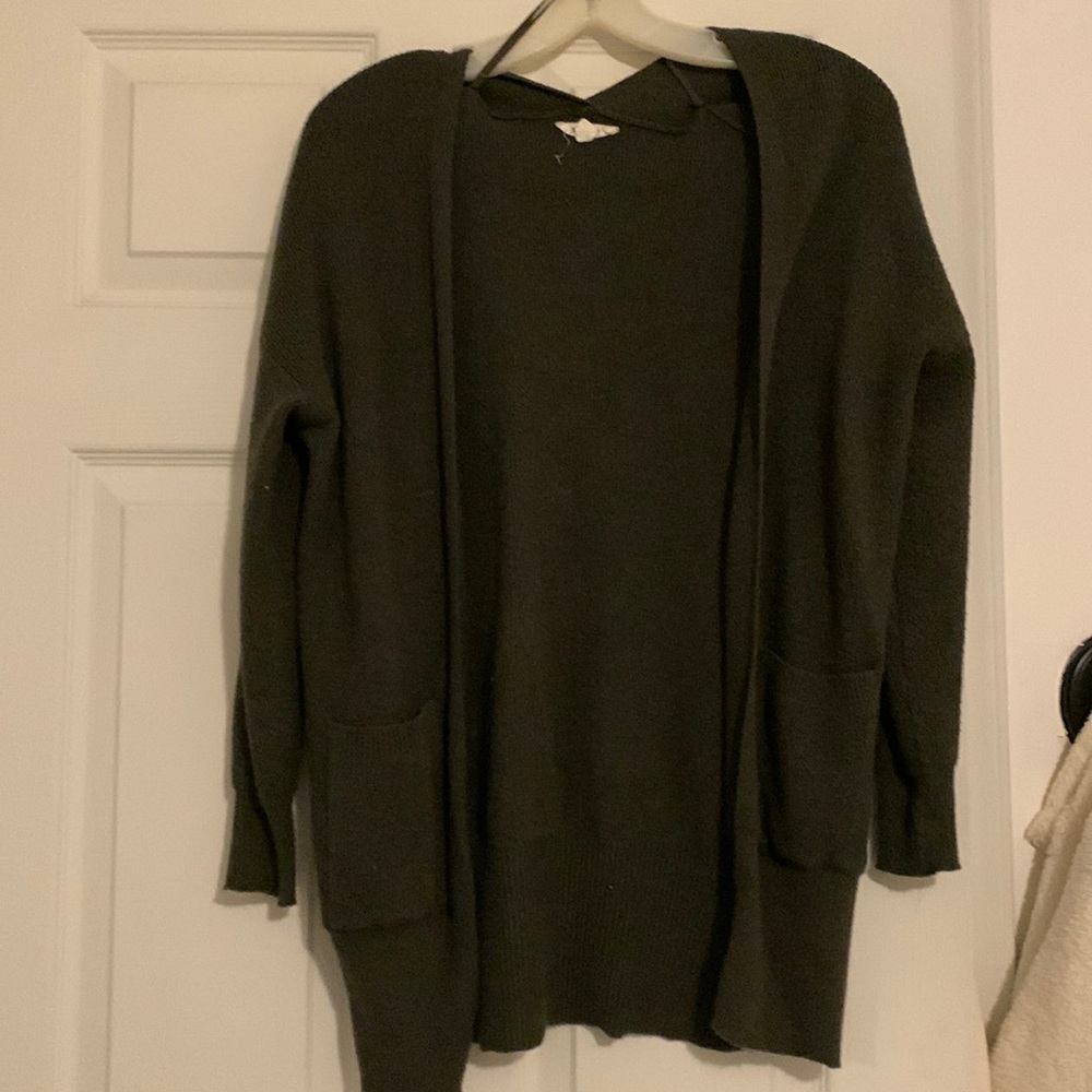 Army green knit cardigan from Garage